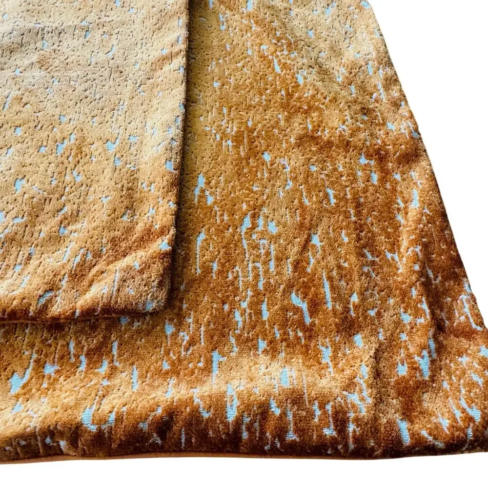 Set of 2 Burnt Orange Textured Velvet Square Mod Minimalist Pillow Covers 23x23